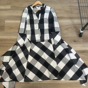 7th Avenue New York & Company Gingham Print Hi Low Shirt Blouse